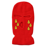 Tears of money embroidered three-hole hat warm ski mask