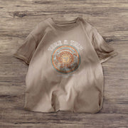 Outdoor retro print round neck short-sleeved T-shirt