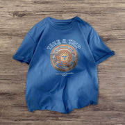 Outdoor retro print round neck short-sleeved T-shirt