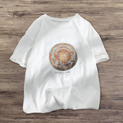 Outdoor retro print round neck short-sleeved T-shirt