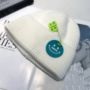Fashion trend knitted hat female curled pin hip-hop smiley couple woolen hat winter warm hat male