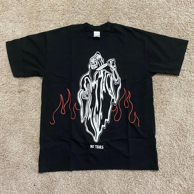 Personalized skull print short-sleeved T-shirt