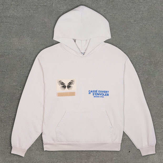 Stylish butterfly pattern loose hoodie
