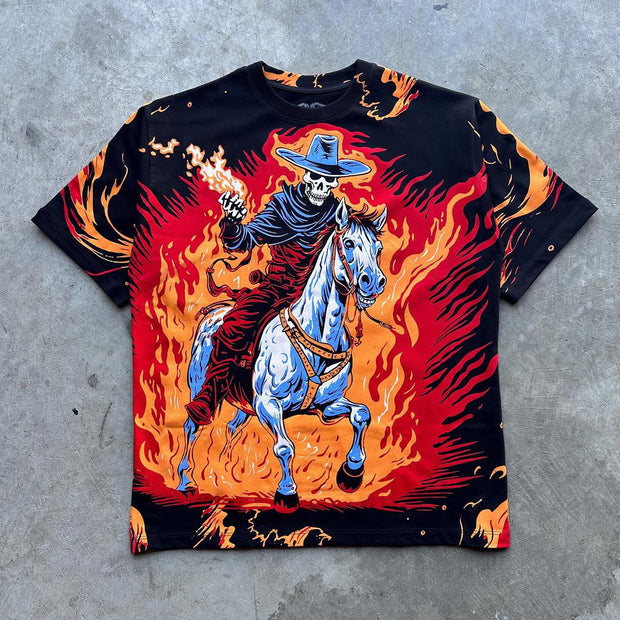 Retro personalized skull print T-shirt