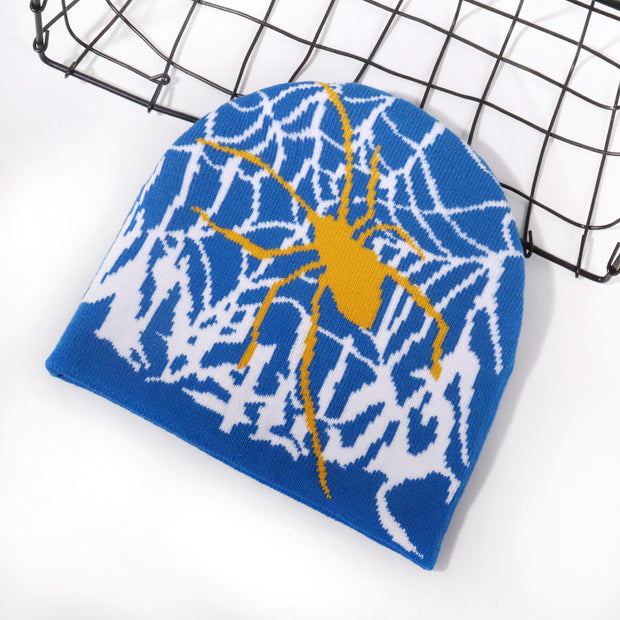 Halloween spider web pattern knitted hat