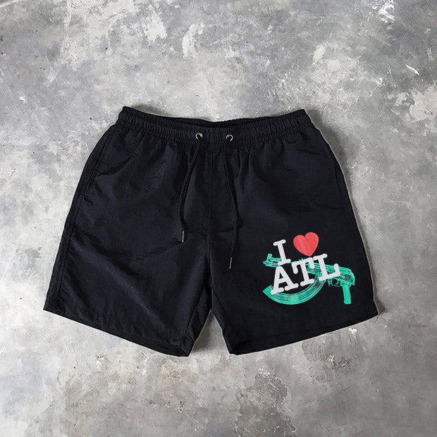 Letter Print 5 Inseam Shorts