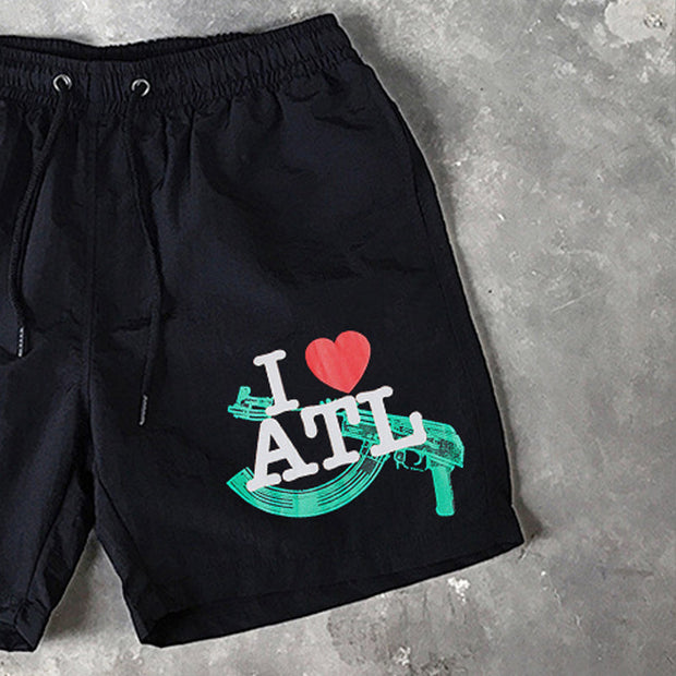 Letter Print 5 Inseam Shorts