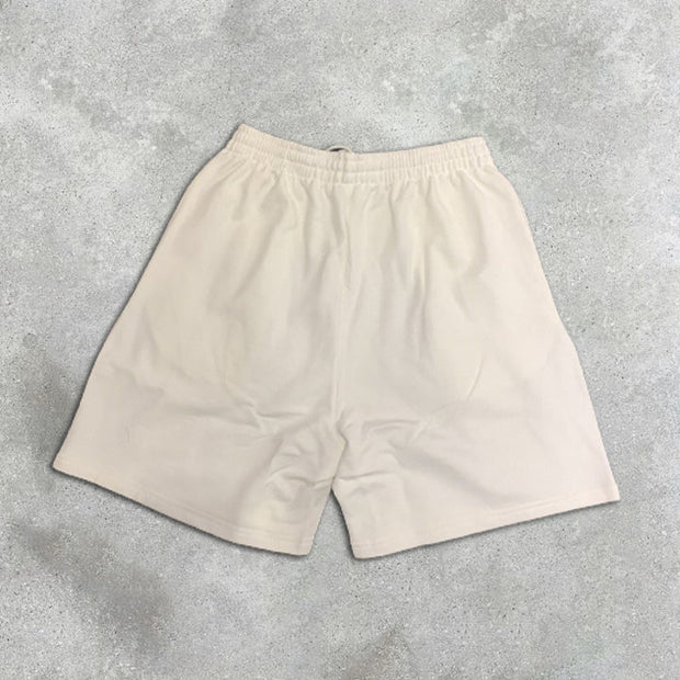 graphic print elastic shorts