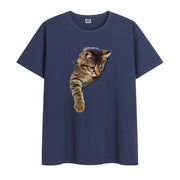 Cat print cotton round neck print short-sleeved T-shirt