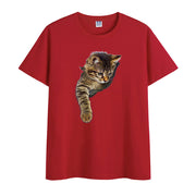 Cat print cotton round neck print short-sleeved T-shirt