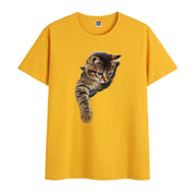 Cat print cotton round neck print short-sleeved T-shirt