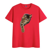 Cat print cotton round neck print short-sleeved T-shirt