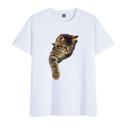 Cat print cotton round neck print short-sleeved T-shirt