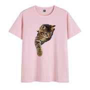 Cat print cotton round neck print short-sleeved T-shirt