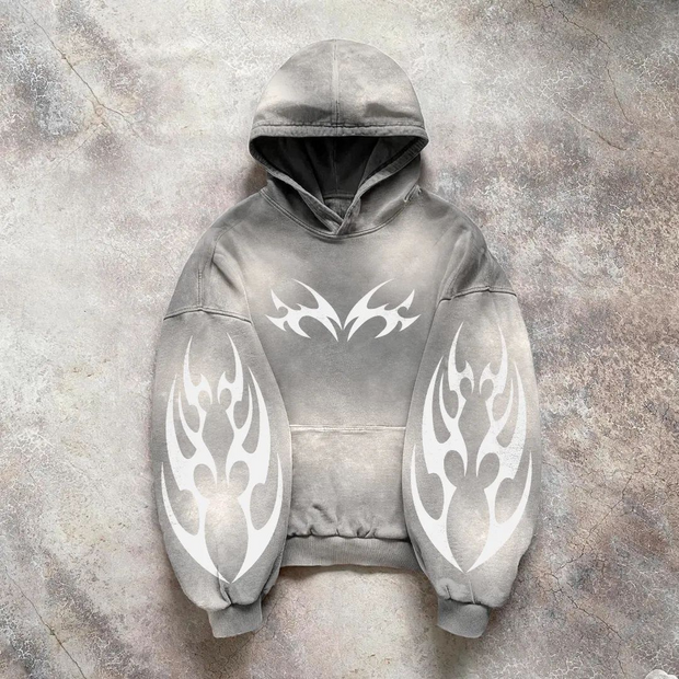 Vintage Gradient Print Oversized Hoodie