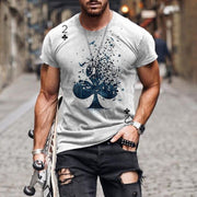 Casual round neck short sleeve digital print pullover men's T-shirt