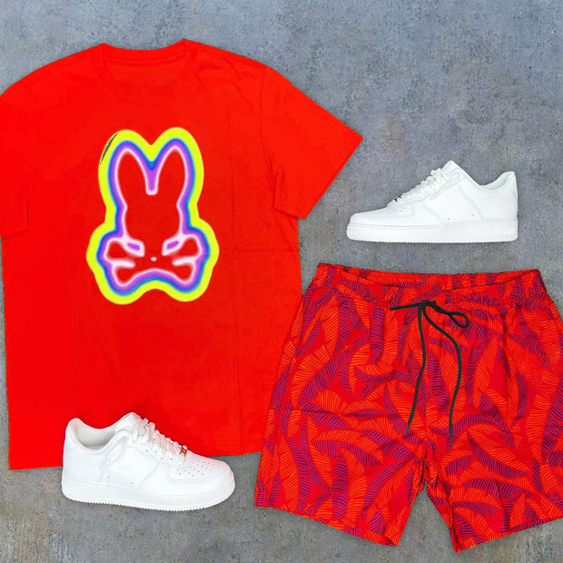 Fashion Personality Print Preppy Short Sleeve Shorts Suit