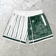 Paneled Cashew Flower Vintage Mesh Shorts