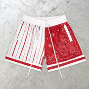 Paneled Cashew Flower Vintage Mesh Shorts