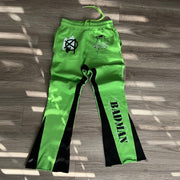 Fashionable and personalized contrasting print bell bottoms