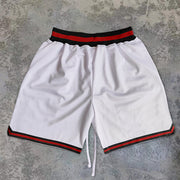 Vintage White & Red Plum Butterfly Sports Fitness Shorts