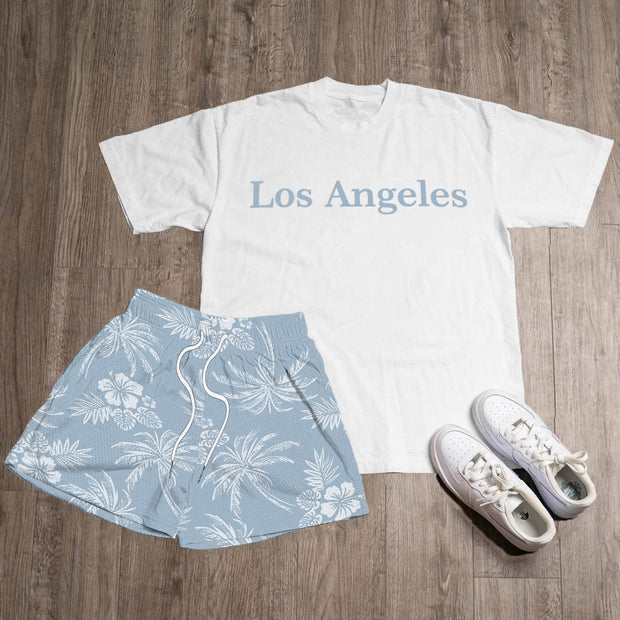 Los Angeles Print T-Shirt Shorts Two-Piece Set