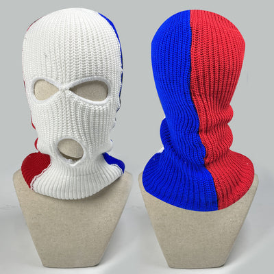 White Red Blue Three-Color Knited Ski Mask Face Cover