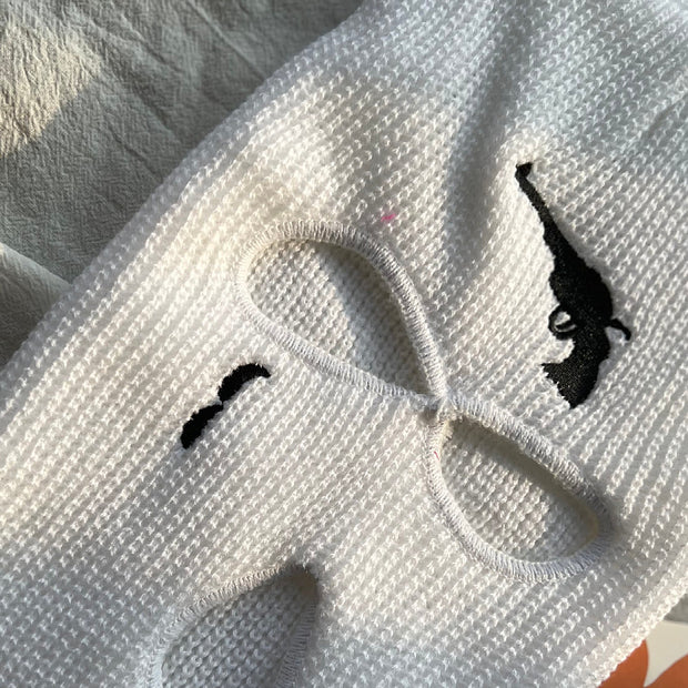 Three hole knitting hat embroidery ski mask