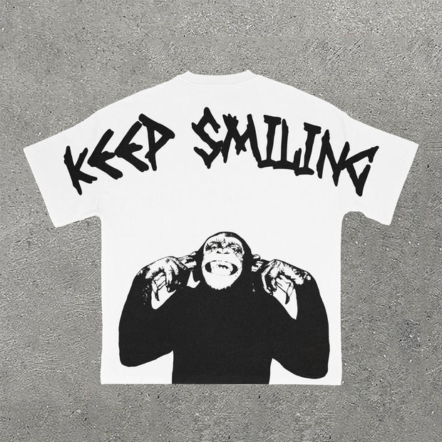 Keep Smiling Print Short Sleeve T-Shirt