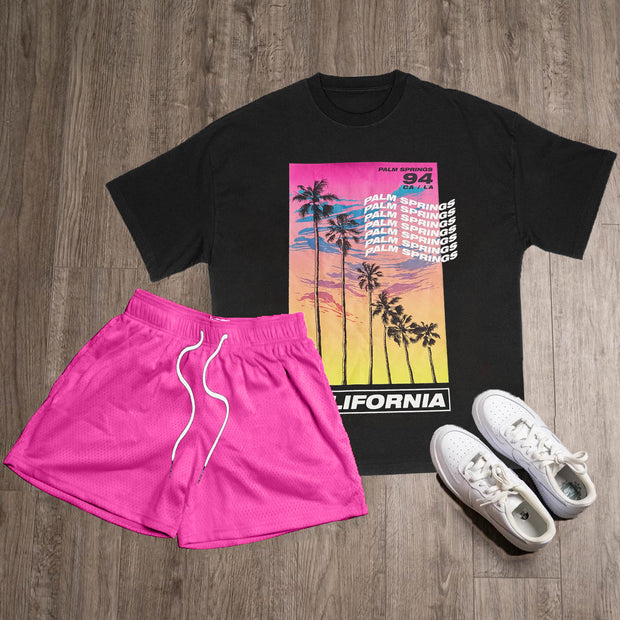 California Print T-Shirt Shorts Two-Piece Set
