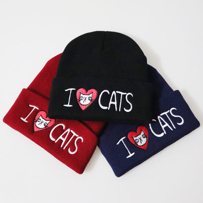 Love Cats Embroidered Knitted Beanies
