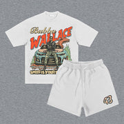 Racer No. 43 Print Short Sleeve Two Piece Set