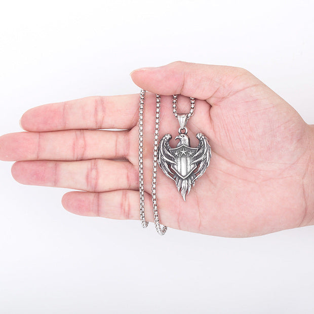 Titanium steel ins style street fashion brand hip-hop eagle necklace for boys