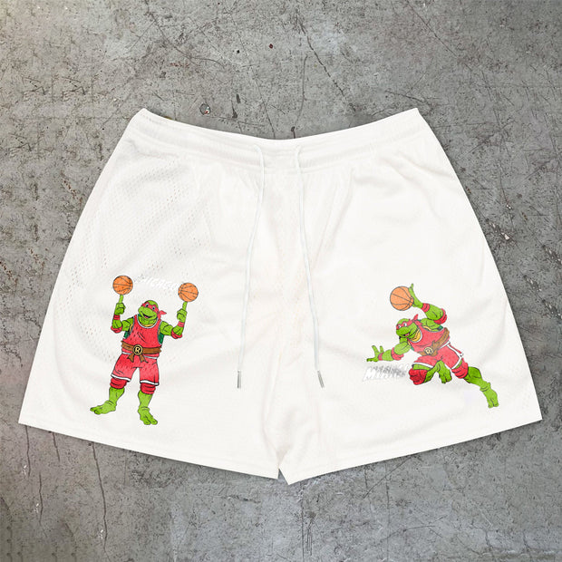 Tide brand cartoon printing casual mesh shorts