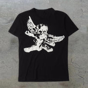 Angel skull print street T-shirt