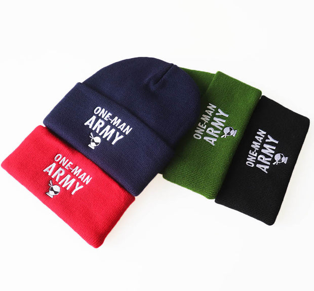 ONE MAN ARMY Embroidered Woolen Beanies