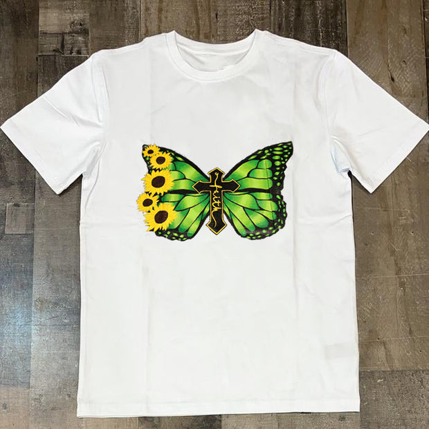 Personalized butterfly print T-shirt