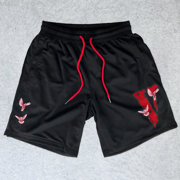 Red V Pigeon Sports Shorts