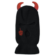Cow horn knitted woolen Beanie embroidered ski mask