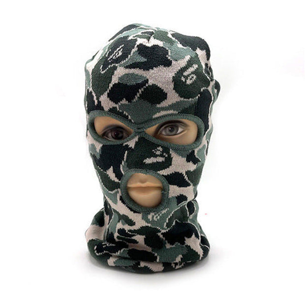 Camouflage 2/3 Holes Ski Masks Full Face Cover Woolen Knited Beanies