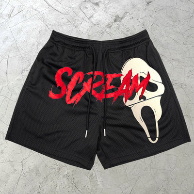Black Scream Face Shorts