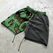 Personalized fashion green stitching casual shorts