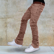 Street style retro brown denim flared pants