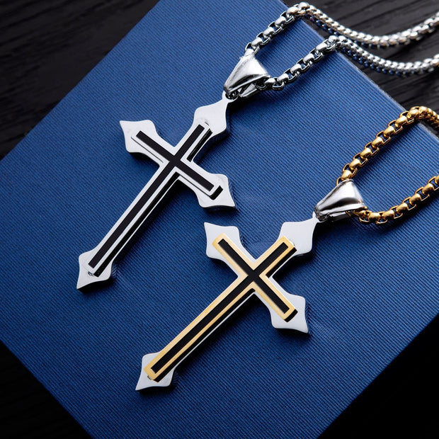 cross pendant couple necklace