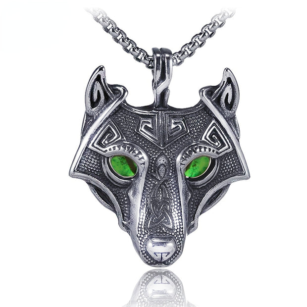 Vintage wolf titanium necklace