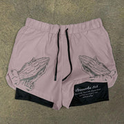 Praying Hands Print Double Layer Quick Dry Shorts