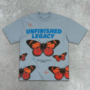 Butterfly Letter Short Sleeve T-shirt