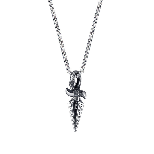 Head retro personality dagger sword hip hop necklace