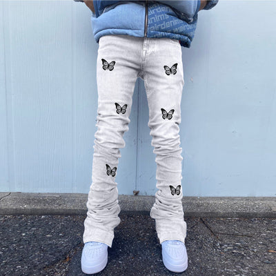 Street Butterfly Chic Casual Print Jeans