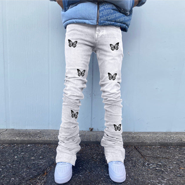 Street Butterfly Chic Casual Print Jeans